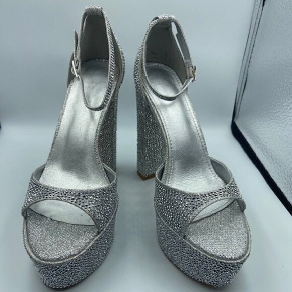 FIFSY Women Rhinestone Platform Chunky High Heels Sandals Open Toe Ankle… - Picture 1 of 5